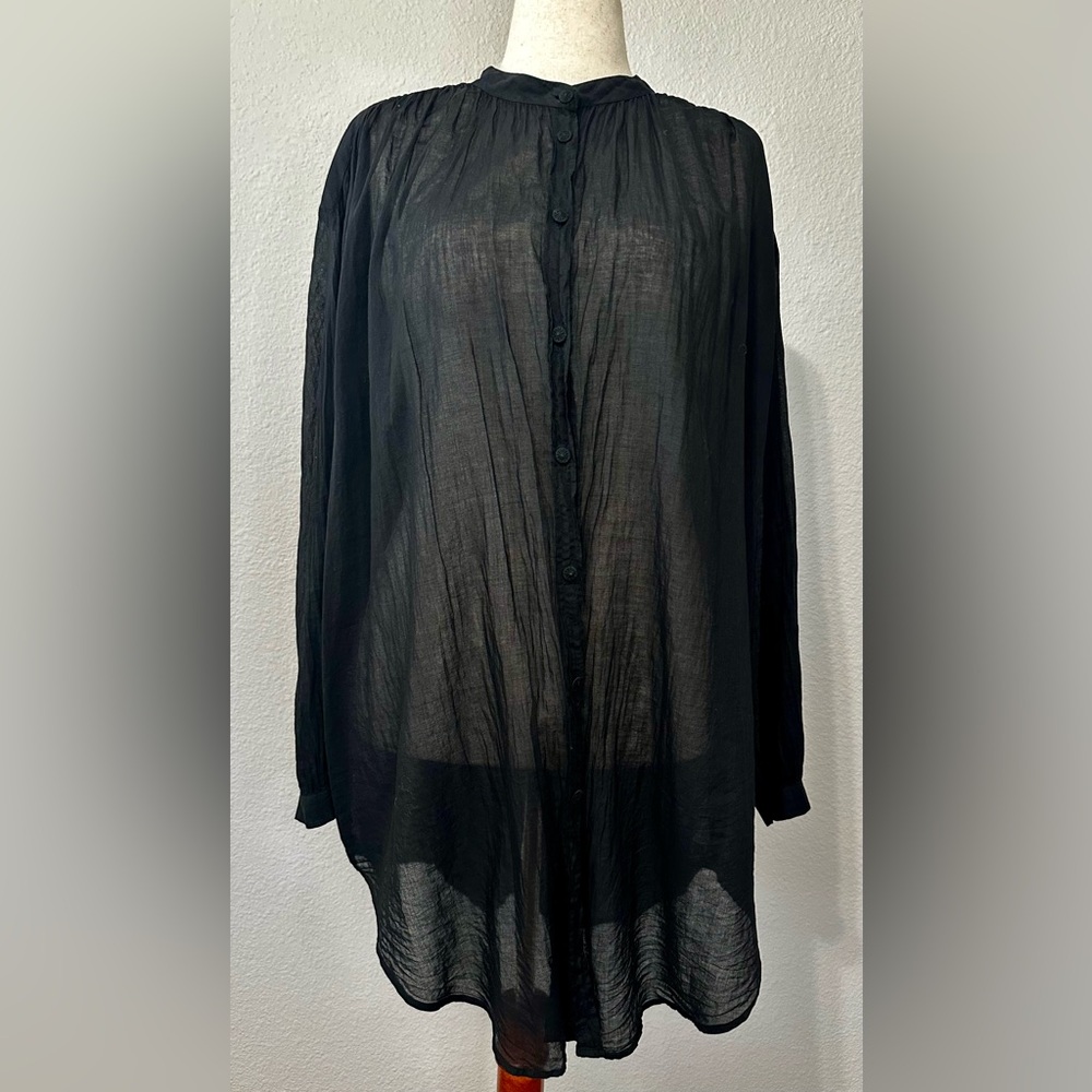 Skin Black Sheer Cotton Tunic Cover Up.
Size 3/L